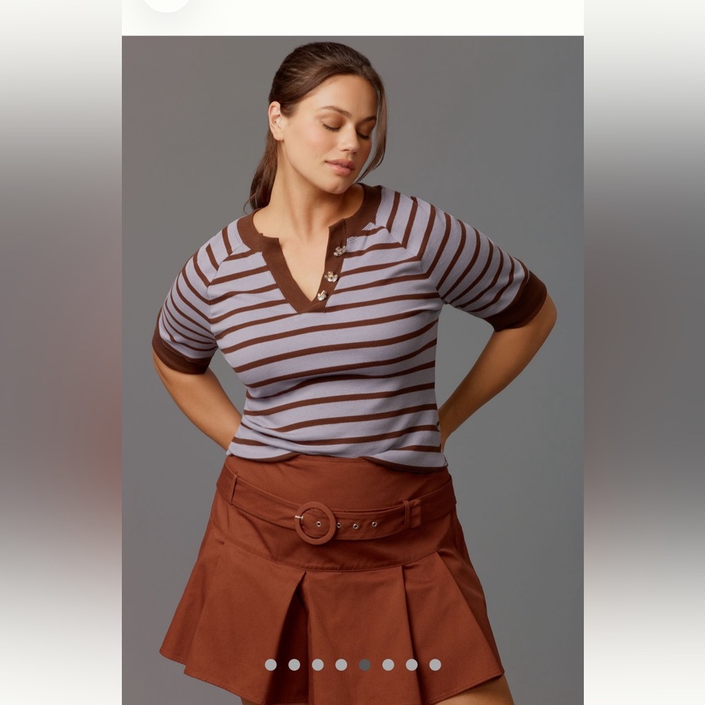 Maeve Purple Half-Sleeve Henley Tee - Picture 5 of 9